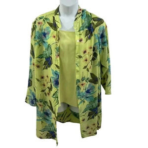 Y2K Susan Graver Long Women's 2X Cami & Overshirt Floral Set Top Elegant Earthy
